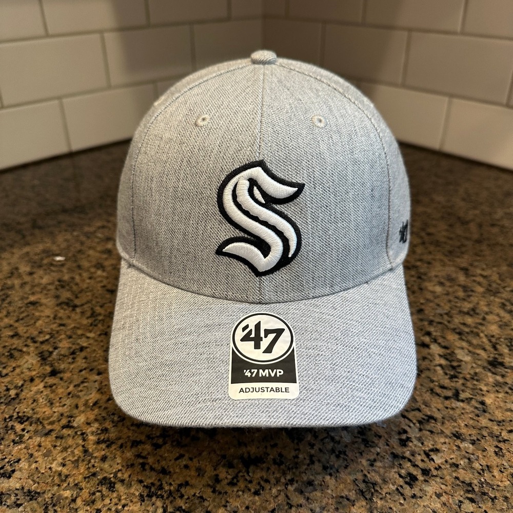 Seattle Kraken Hat '47 Mojo MVP Adjustable Heather Gray Black NHL Cap New